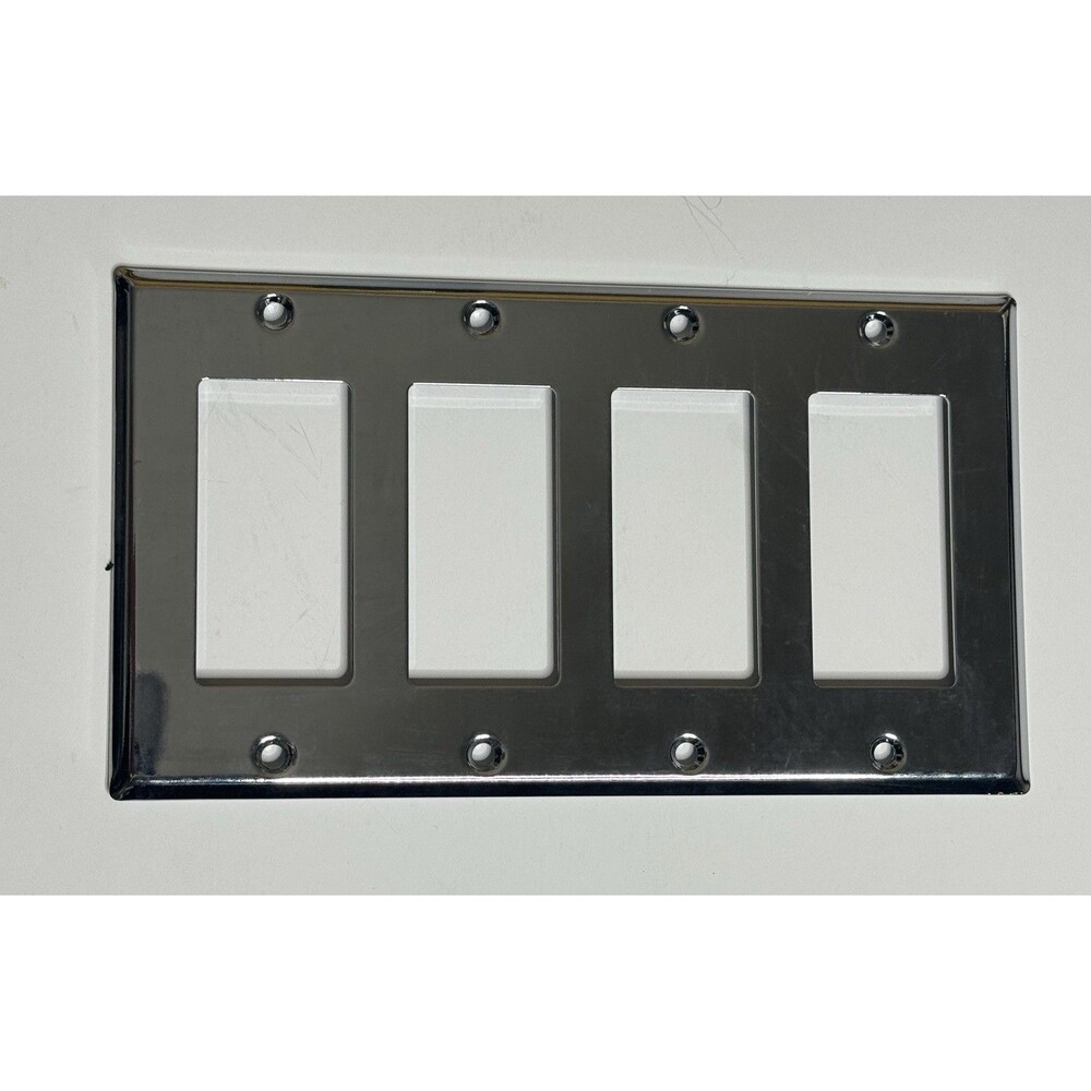 Restoration Hardware Metal 4-Gang Rocker Plate Outlet Cover Polished Chrome $29